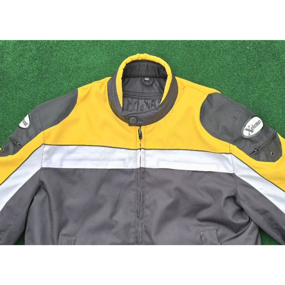 VTG Xelement Motorcycle Jacket Nylon Black Yellow PADDED Racing Men's Size XXL - Picture 2 of 13